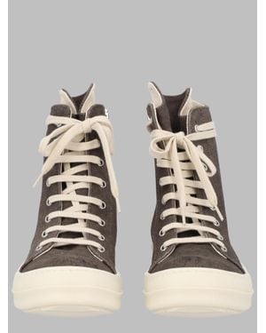Rick Owens High-Top Canvas Sneakers - Metallic