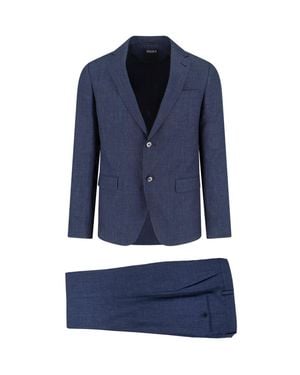 ZEGNA Wool-Linen Dress - Blue