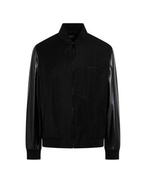 Gucci Fabric Bomber With Nappa Leather Sleeves - Black