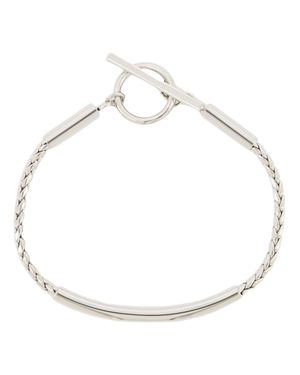 Saint Laurent Bracciale With Braided Chain And Tube Detail - Natural