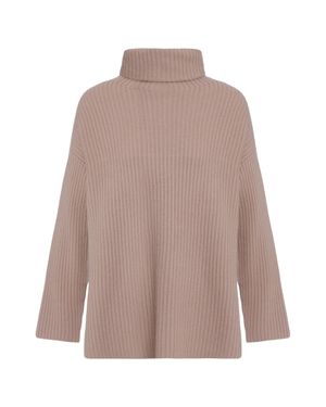LeKasha Lisbon Ribbed Cashmere Turtleneck Sweater - Pink