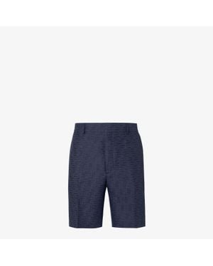 Fendi Short Linen Ff Allover - Blue