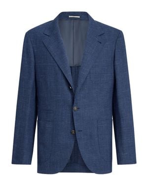 Brunello Cucinelli Prince Of Wales Deconstructed Blazer - Blue