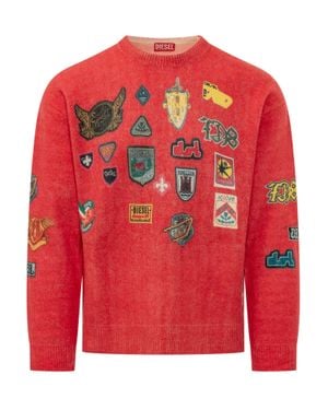 DIESEL K-Paint Graphic Knit Sweater - Red