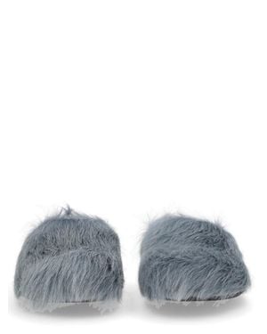 Marni Faux Fur Slip-On Slippers - Gray