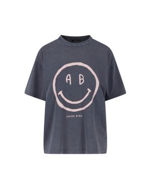 Anine Bing Washed Crew Neck Tee - Blue