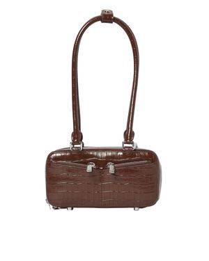Self-Portrait Embossed Mini Shoulder Bag - Brown