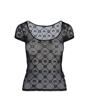 Marine Serre Form-Fitting Stretch Jersey T-Shirt - Black
