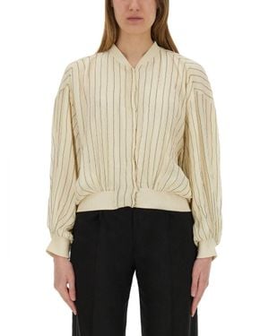 Alysi Silk Bomber Jacket - Natural