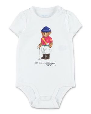 Polo Ralph Lauren Mini Cotton Bodysuit With Polo Bear - White