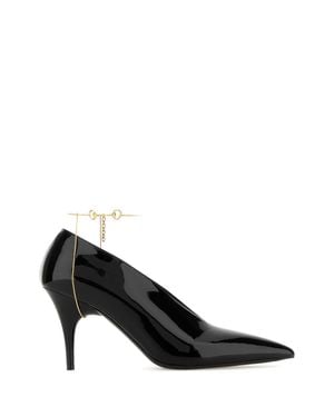 Gucci Leather Décolletté Pumps With Jewel - Black