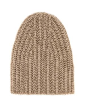 The Row Cappuccino Cashmere Beanie Hat - Natural