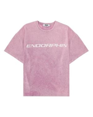 MSGM Graphic Cotton T-Shirt - Pink