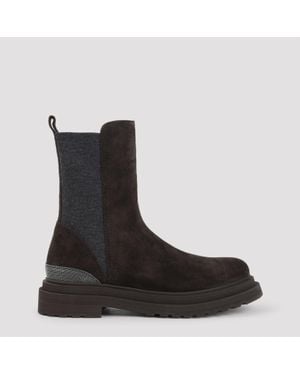 Brunello Cucinelli Suede Ankle Boot - Black