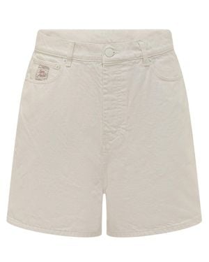 Ami Paris Mini Utility Shorts With Button - White