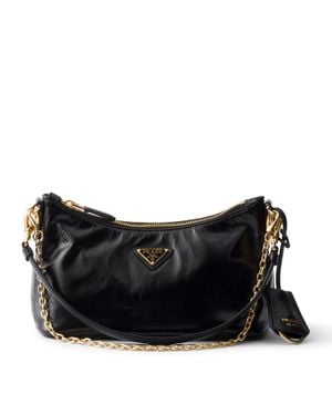 Prada Mini Leather Shoulder Bag - Black