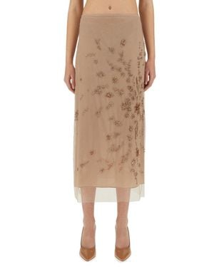 Fendi Antiqued Tulle Skirt - Natural