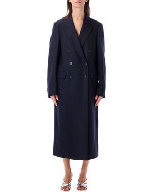 Dries Van Noten Double-Breasted Wool Coat - Blue