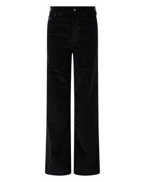 Lois Straight Velvet Pants - Black