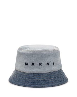 Marni Embroidered Logo Bucket Hat - Blue