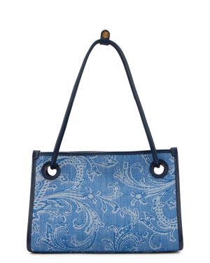 Etro Small Jacquard Denim Shopper Bag - Blue
