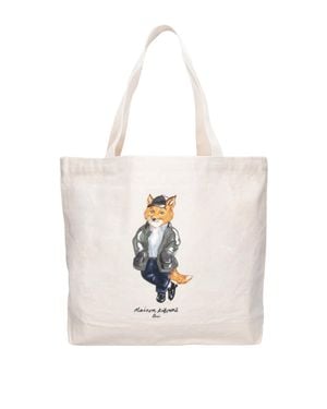 Maison Kitsuné 100% Cotton Tote Bag - White