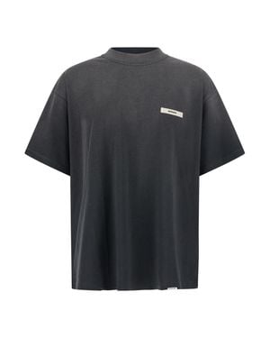 Represent Cotton T-Shirt With Logo Tape - Black