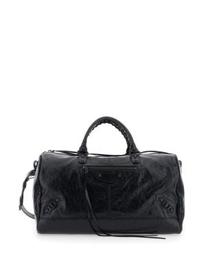 Balenciaga City Boston L Leather Shoulder Bag - Black