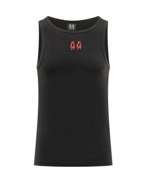 44 Label Group Ribbed Tank Top With Logo - Black
