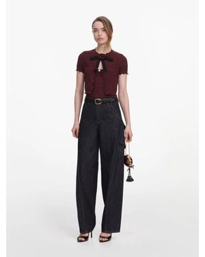 Self-Portrait Button-Down Front Cropped Shirt - Multicolor