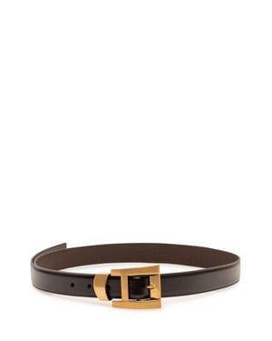 Versace Versatile Leather Belt With Sculptural Buckle - White