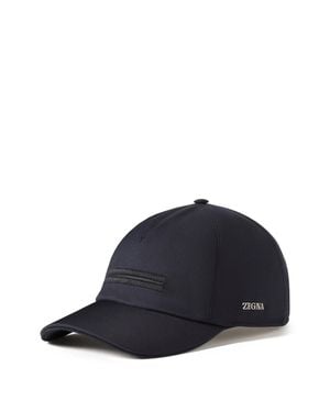 ZEGNA 232 Road Embroidered Baseball Cap With Elastic Back - Blue