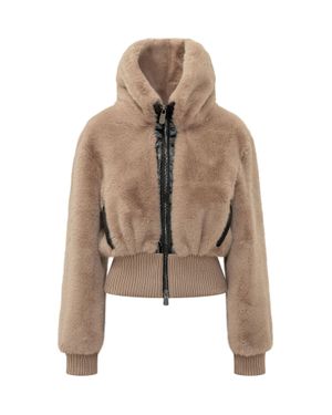 Pinko Shearling Bomber Jacket - Natural