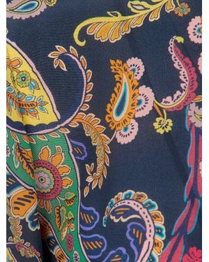 Etro Silk Blouse With Placed Floral Paisley Print - Blue