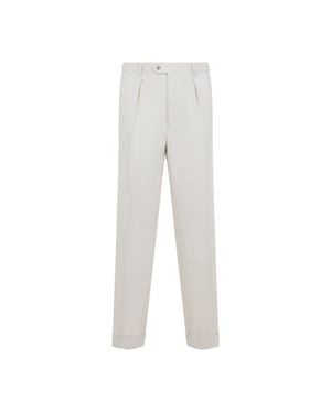 Ralph Lauren Label Pleated Regular Straight-Leg Pants - Gray