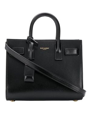 Saint Laurent Mini Structured Leather Bag - Black