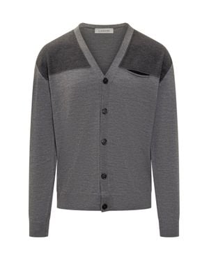 Lanvin Wool Cardigan With Unique Stitch Details - Gray