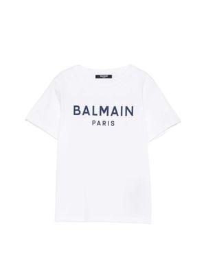 Balmain Mini Printed Logo Neck T-Shirt - White