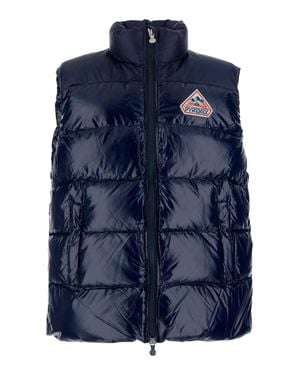 Pyrenex Sleeveless Quilted Down Jacket With High Neck And Logo Patch - Blue