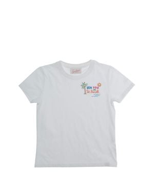 MC2 Saint Barth Mini Stylish T-Shirt For Girls - White