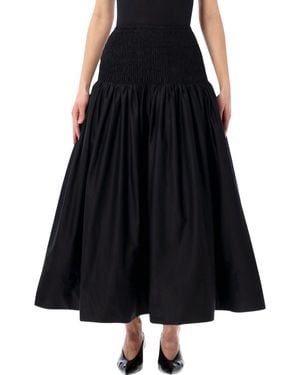Self-Portrait Cotton Midi Skirt - Black