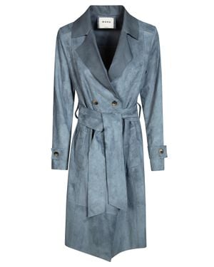 Nuage Suede Trench Coat For - Blue
