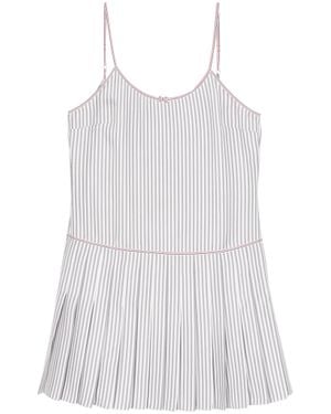 Thom Browne Mini Striped Twill Dress With Adjustable Straps - White