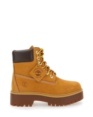 Timberland Waterproof Nubuck Ankle Boots With Lace-Up Closure And Logo Tag - Brown