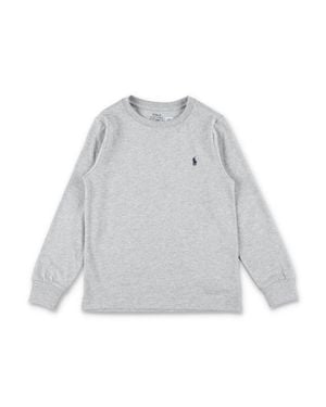 Polo Ralph Lauren Boys Long-Sleeve Cotton Jersey T-Shirt With Ribbed Crewneck - Gray