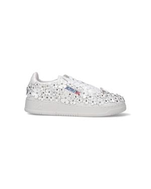 Autry Medalist Floral-Embellished Sneakers - White