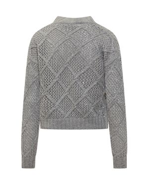 Max Mara Stylish Knitwear Sweater With Geometric Pattern - Gray