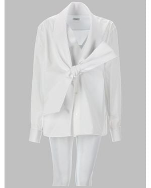 Saint Laurent Cotton Shirt With Neck Lavallière - White