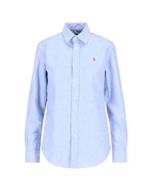 Ralph Lauren 100% Cotton Button-Front Shirt - Blue