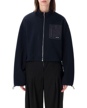 Miu Miu Boxy Zip-Front Fleece Jacket - Blue